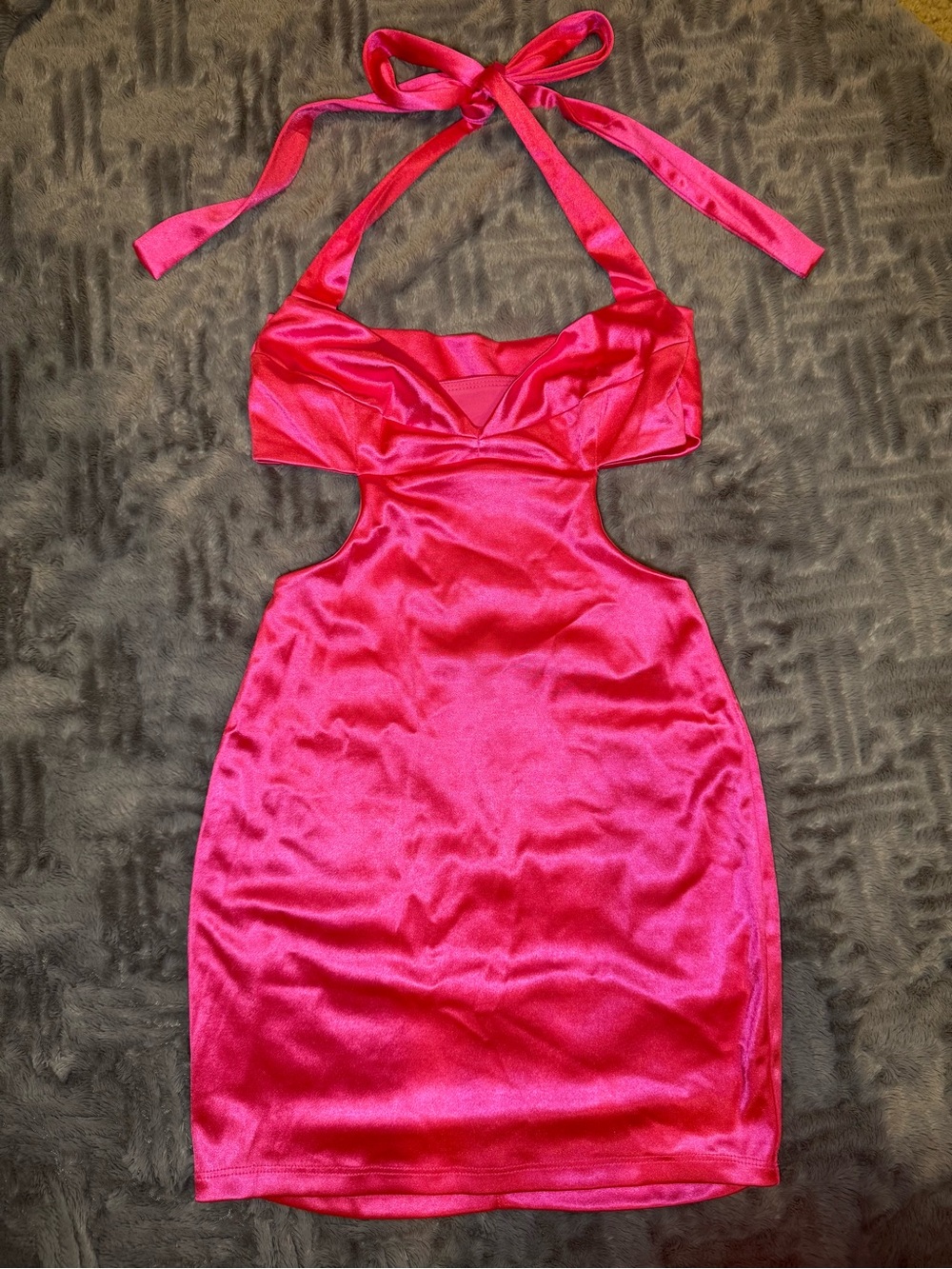 Lucy In The Sky Pink Halter Cutout Satin Dress
